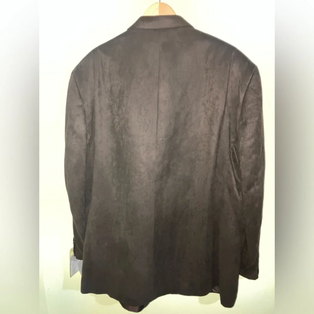 Chaps NEW Ralph Lauren Men’s blazer jacket faux suede rich brown size 50 L XXL